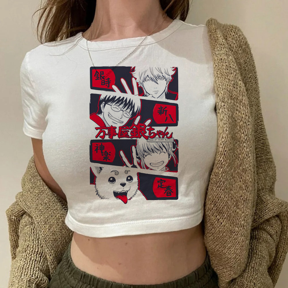 Summer Clothing Teens - Camiseta Gintama Samurai Gintoki Cropped Top