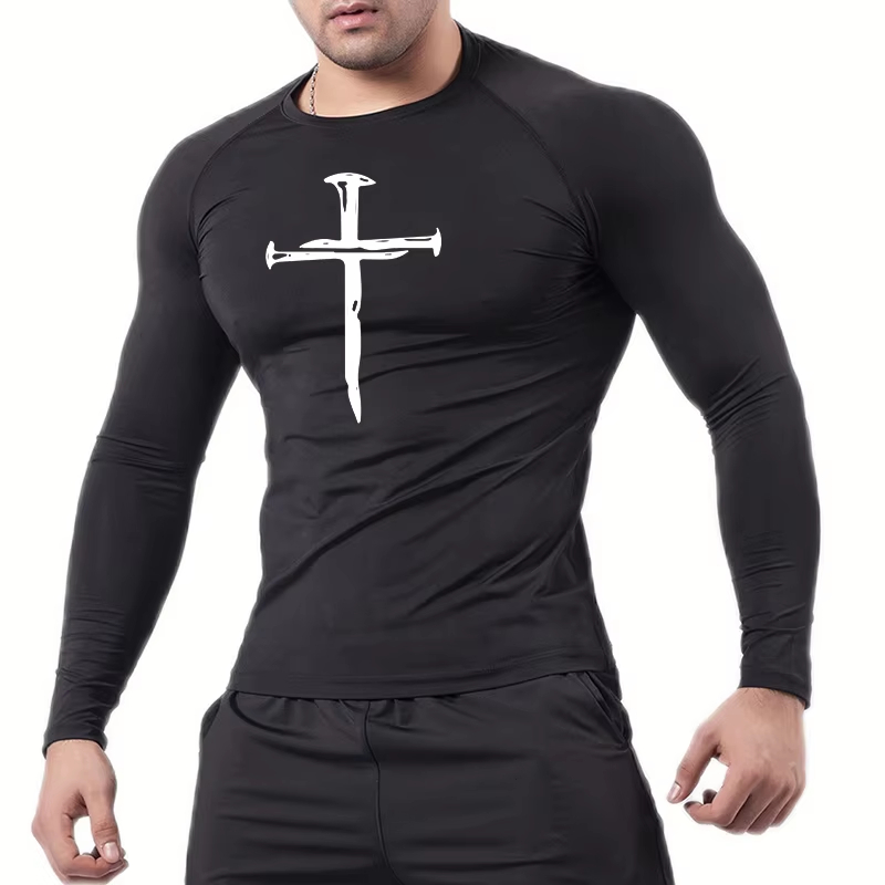 Rash Guard Long Sleeve - Camisas de Compressão Cristãs para Treino,