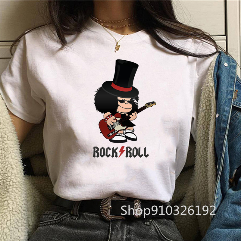 Summer Clothing Teens - Rock roll mafalda camiseta engraçado impresso