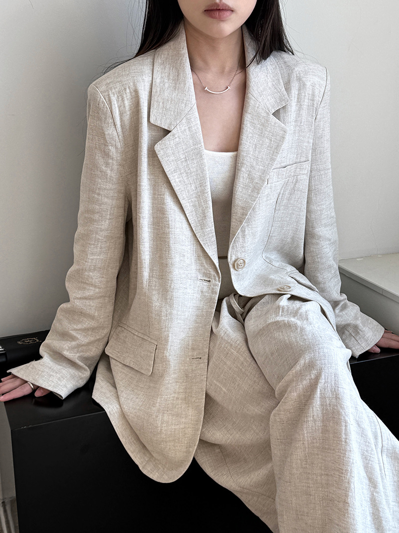 Summer Linen Clothing For Women - Outono high-end material de linho blazer