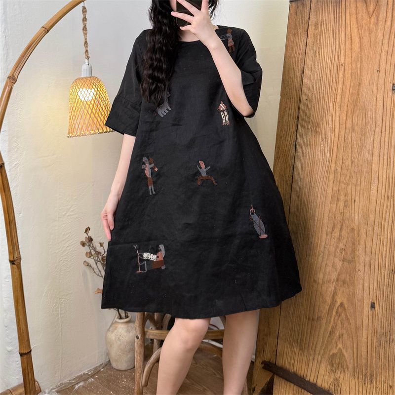 Summer Linen Clothing For Women - Vestido Casual Retro de Verão Plus