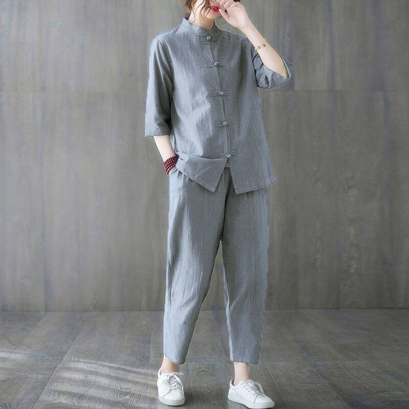 Summer Linen Clothing For Women - Conjunto de 2 Peças de Roupa