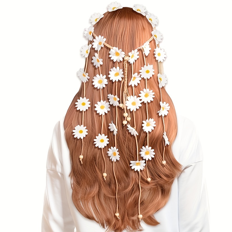 Summer Linen Clothing For Women - Tiara hippie de flores, coroa de