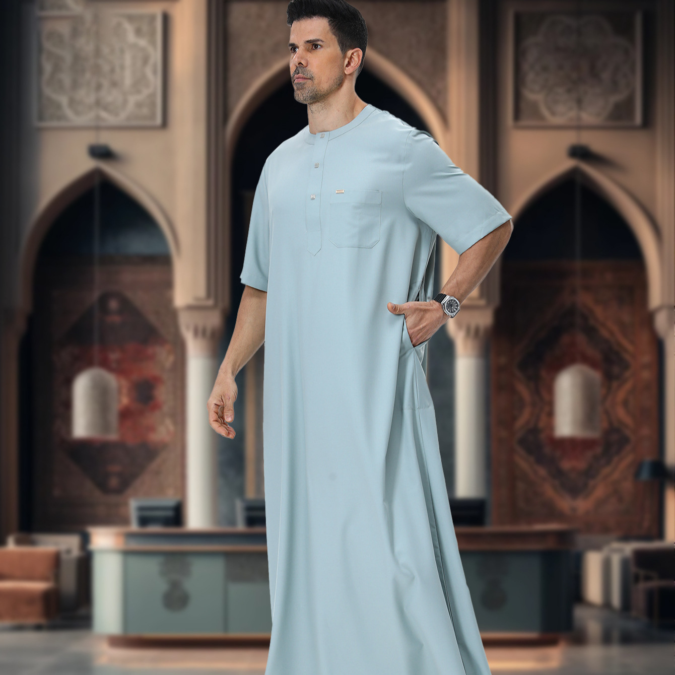 Summer Clothing Pakistan - Abaya Kaftan para Homens Muçulmanos, Vestuário