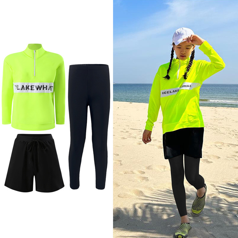 Três peças Neon Cover Up Swimw - Rash Guard Long Sleeve avaliação e preço