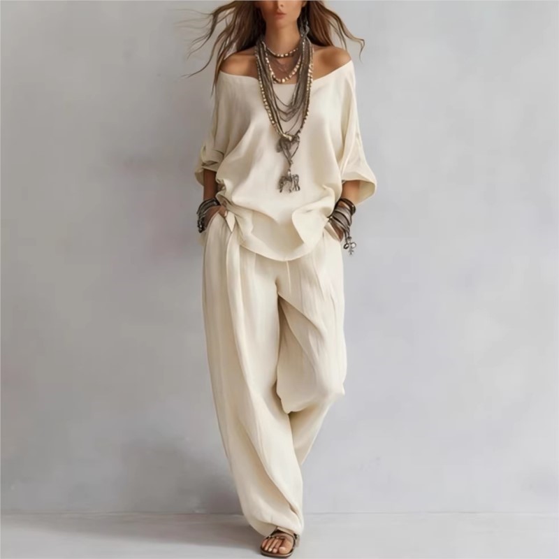 Conjunto Casual de Verão para  - Summer Linen Clothing For Women avaliação e preço