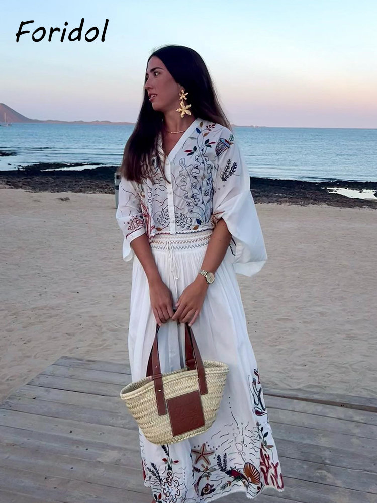 Foridol-Conjunto maxi saia man - Summer Linen Clothing For Women avaliação e preço