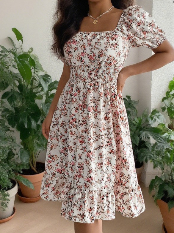 Vestido Midi Feminino de Verão - Summer Clothing Pakistan avaliação e preço