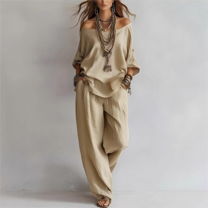 Conjunto Feminino de Duas Peça - Summer Linen Clothing For Women avaliação e preço