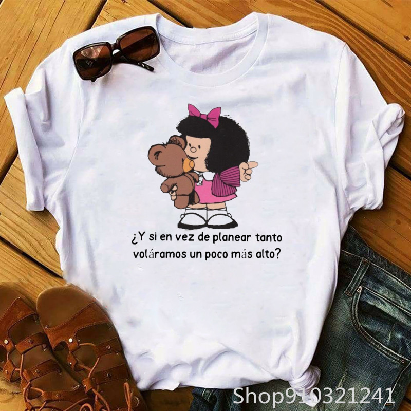 Rock roll mafalda camiseta eng - Summer Clothing Teens avaliação e preço