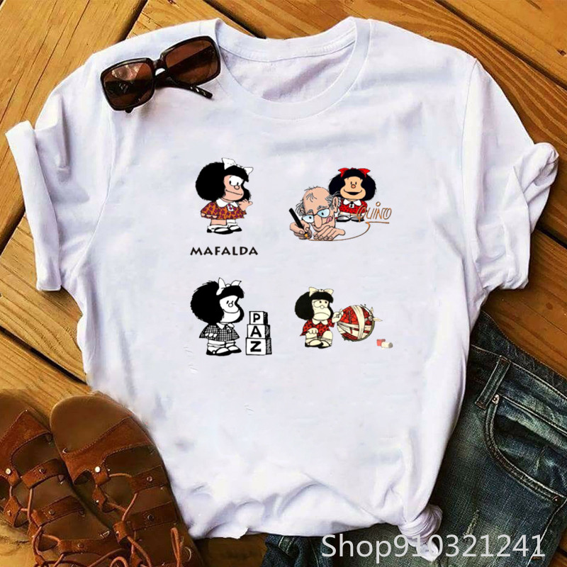 Rock roll mafalda camiseta eng - Summer Clothing Teens avaliação e preço