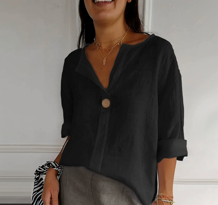 Camisa Casual de Algodão e Lin - Summer Linen Clothing For Women avaliação e preço