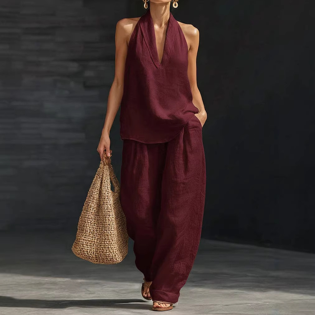 Conjunto de Verão Retrô em Alg - Summer Linen Clothing For Women avaliação e preço