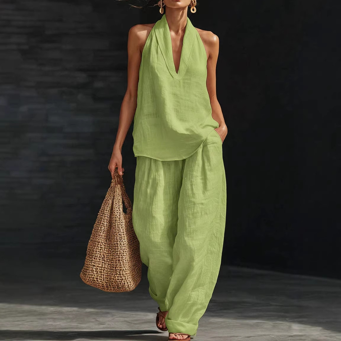 Conjunto de Verão Retrô em Alg - Summer Linen Clothing For Women avaliação e preço