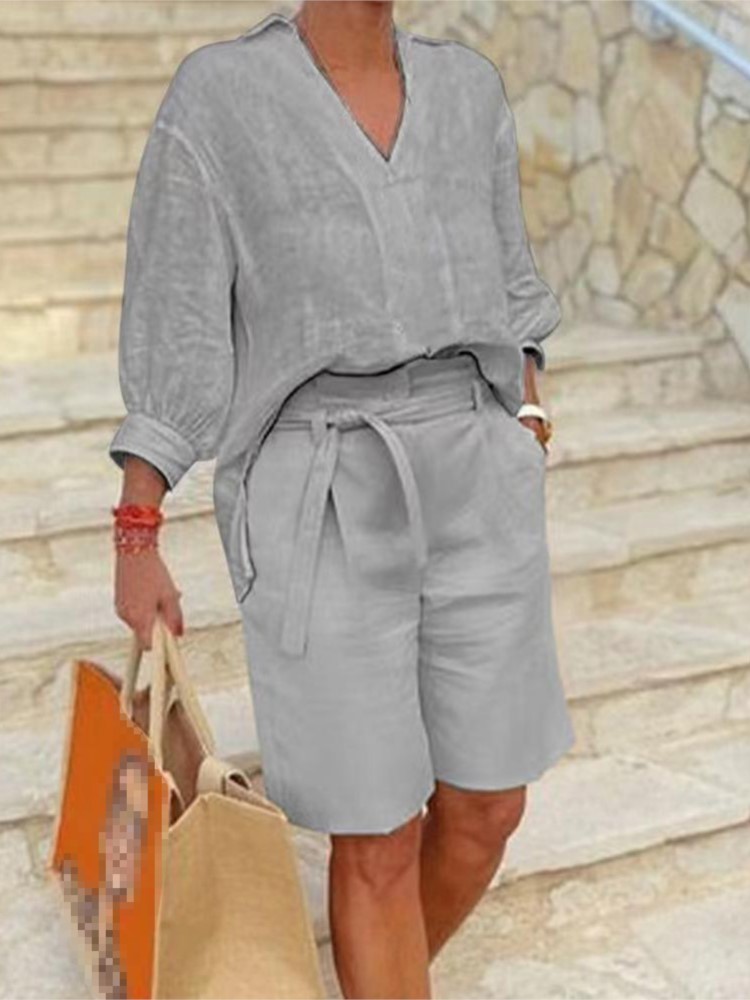 Ternos femininos estilo elegan - Summer Linen Clothing For Women avaliação e preço