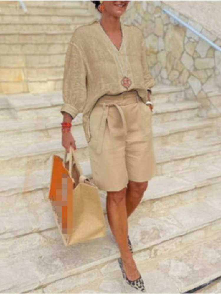 Ternos femininos estilo elegan - Summer Linen Clothing For Women avaliação e preço