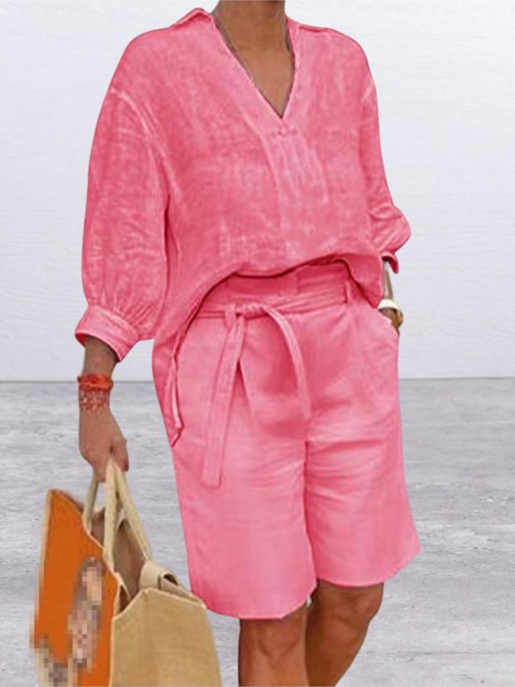 Ternos femininos estilo elegan - Summer Linen Clothing For Women avaliação e preço