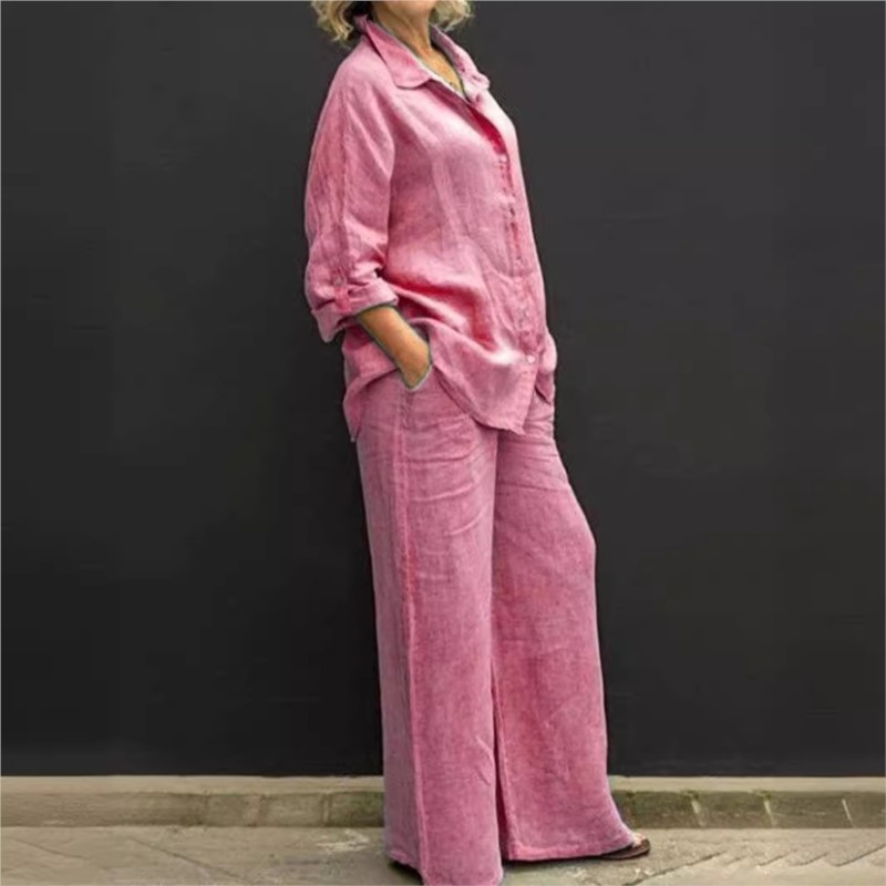 Conjunto feminino monocromátic - Summer Linen Clothing For Women avaliação e preço