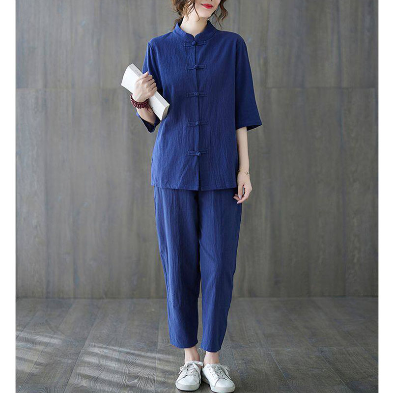 Conjunto de 2 Peças de Roupa F - Summer Linen Clothing For Women avaliação e preço