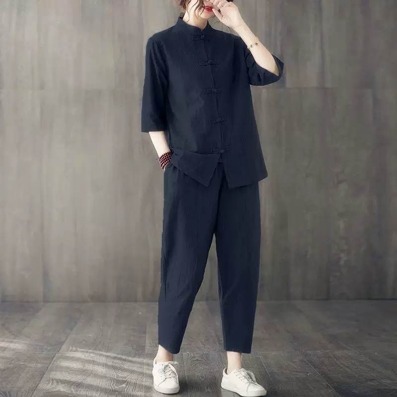 Conjunto de 2 Peças de Roupa F - Summer Linen Clothing For Women avaliação e preço