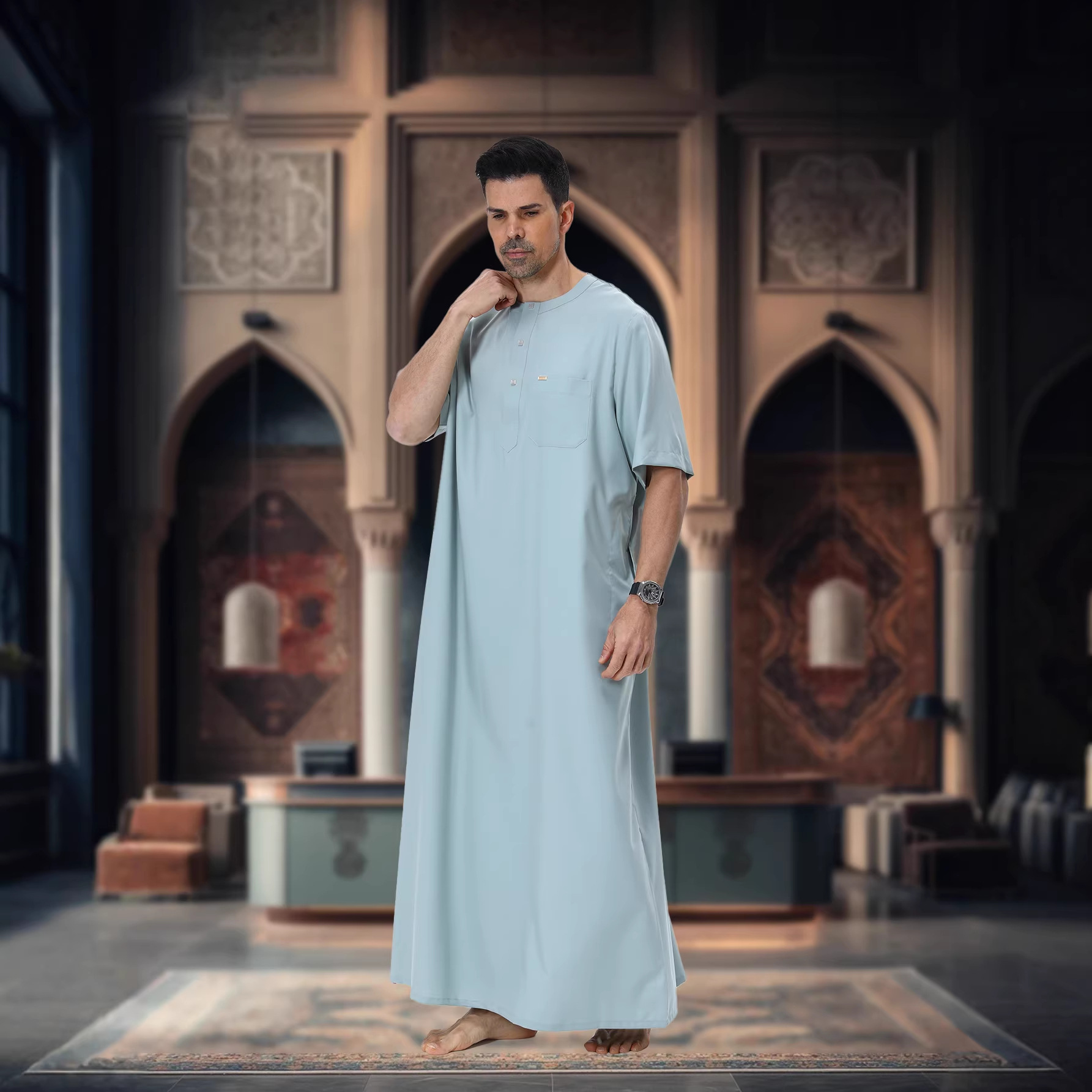 Abaya Kaftan para Homens Muçul - Summer Clothing Pakistan avaliação e preço